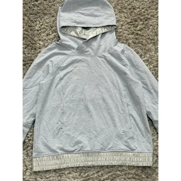 Lululemon Women’s Pullover Hoodie Size 6 Light Heather Gray Satin Trim Athletic - Picture 2 of 11